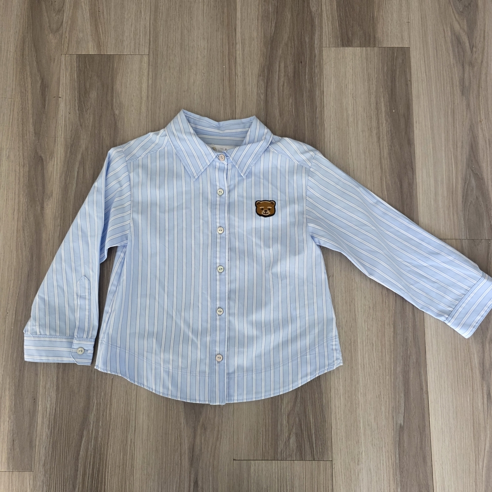 Zara Light Blue Striped Kids Button Down Shirts NWT. - Picture 4 of 9